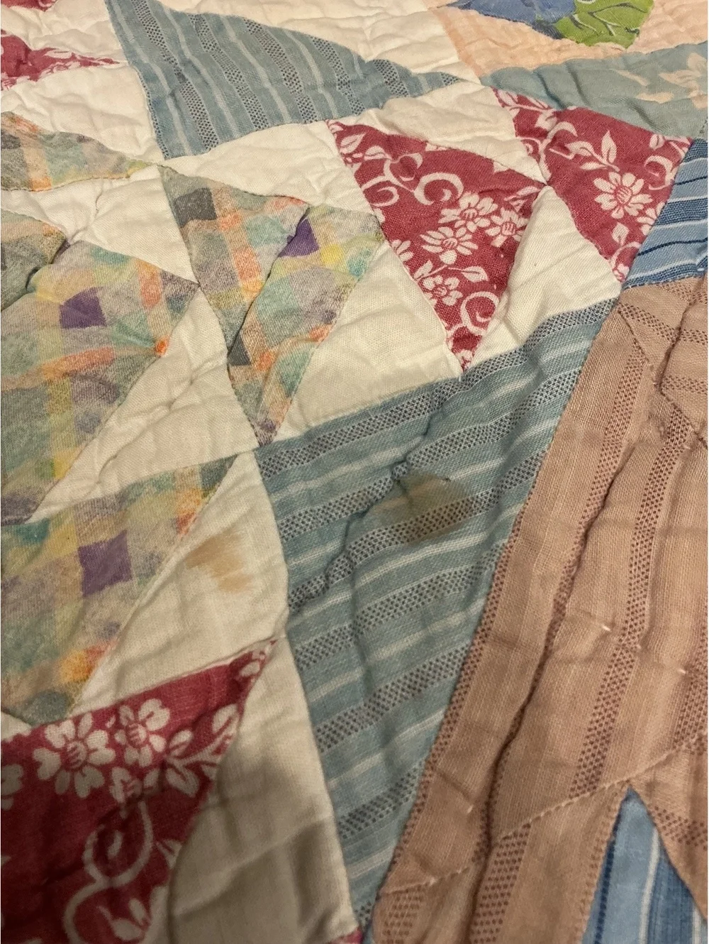 Antique Handmade Quilt 1910s 1920s Feedsack Full Size Heirloom